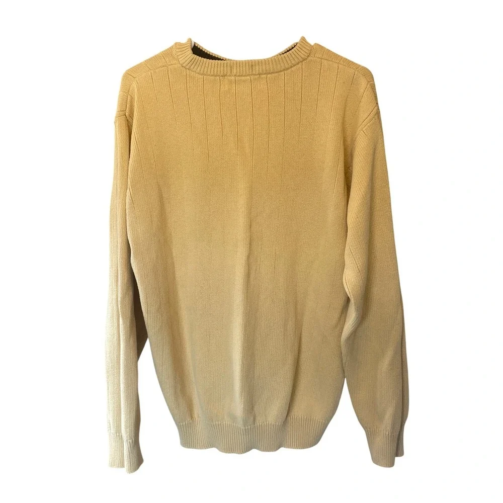 Ralph Lauren Chaps Mens Old Money Crew Neck Cotton Sweater Butter‎ Yellow Large